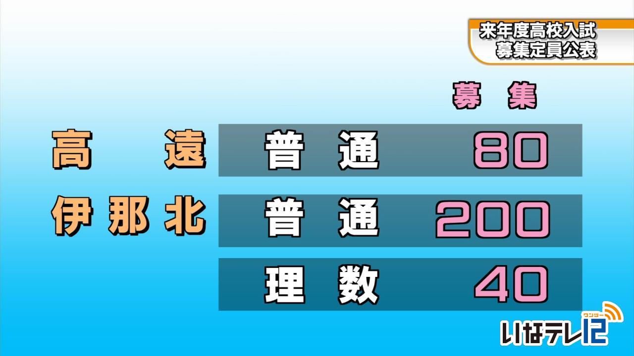 来年度の公立高校生徒募集定員公表