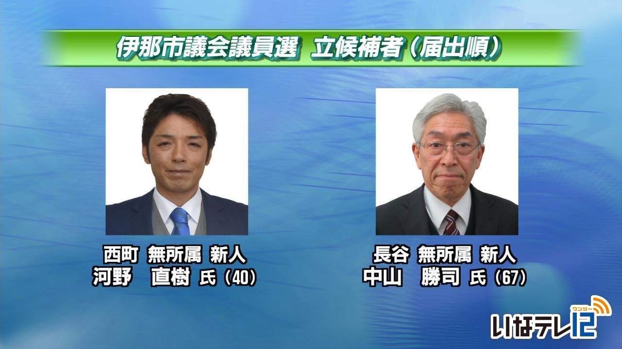 伊那市議会議員選挙　立候補者紹介（届出順１～８）