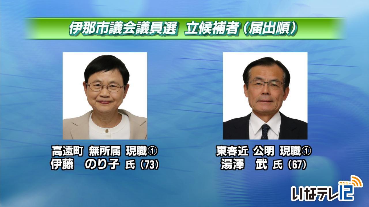 伊那市議会議員選挙　立候補者紹介（届出順９～１６）