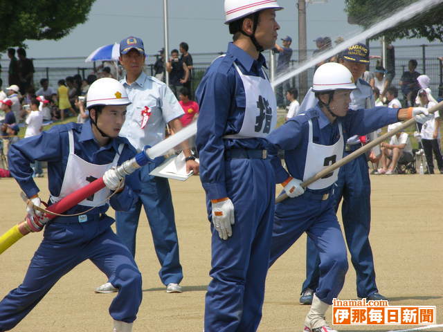 県消防操法大会小型ポンプ、宮田村消防団3分団3部は6位に
