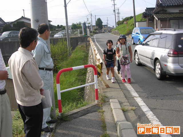 県道宮田沢渡線、歩道設置実現に向け現地調査