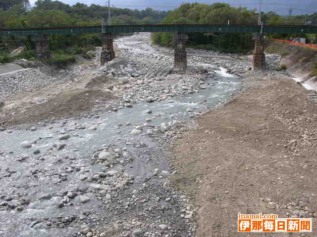 太田切川左岸の護岸復旧は出水期前に