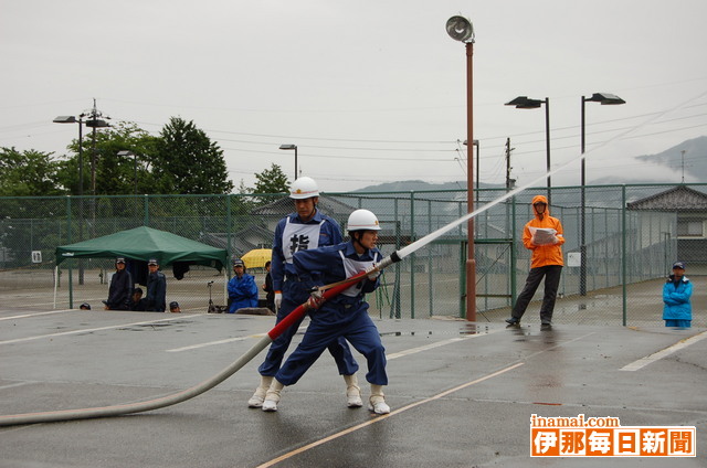 宮田村消防団がポンプ操法・ラッパ演奏大会で日ごろの訓練の成果を披露