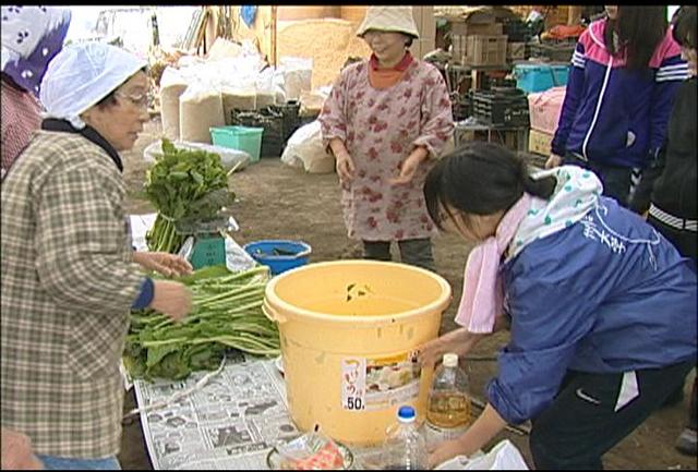 信大生に野沢菜漬け指南