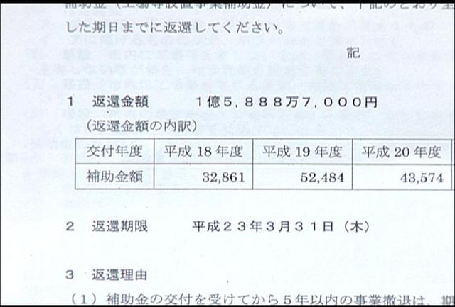 NECライティングに補助金の返還を求める