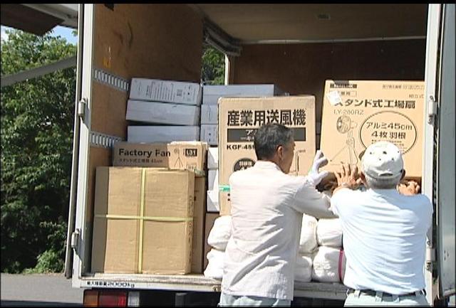 南箕輪村社協　岩手県大槌町へ扇風機を送る