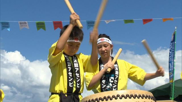 国境越え　復興願い和太鼓演奏