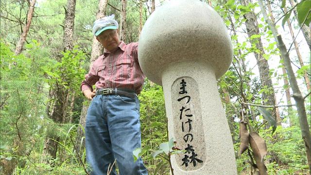 松茸に感謝　石碑を建立