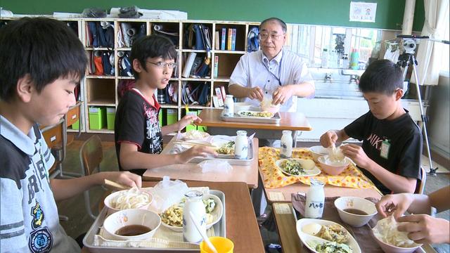 アマランサスうどん給食で提供