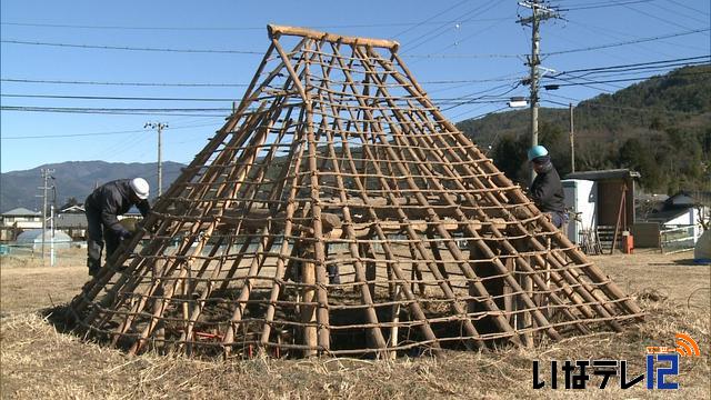 御殿場遺跡竪穴住居の茅葺き替え