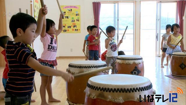 園児が運動会で披露する太鼓練習