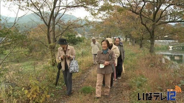 井上井月を偲ぶ句会が六道の堤で吟行