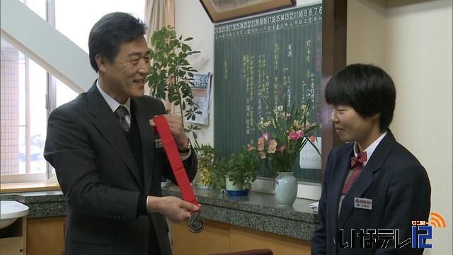 全国中学校スケート大会　南箕輪中堀さん2位