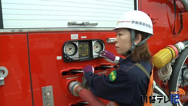 お母さん消防団員大会に向け練習