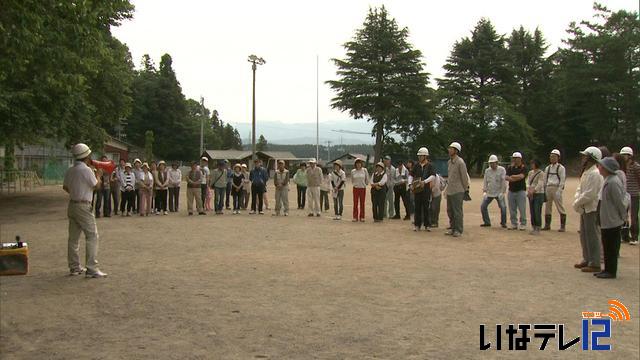 伊那市山寺区　初の総合防災訓練