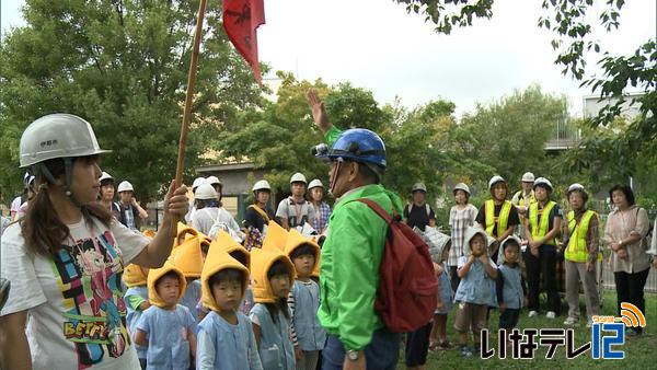 伊那市総合防災訓練　地域、小学校、保育園が連携