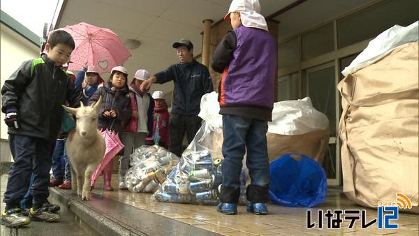 ヤギ飼育でアルミ缶回収