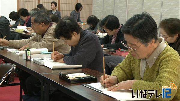 伊那市山寺の常円寺で新年写経会