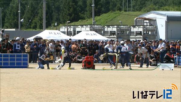 県ポンプ操法大会　南箕輪村小型ポンプ初入賞の５位