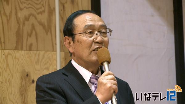 南箕輪村長選　唐木氏事務所開き