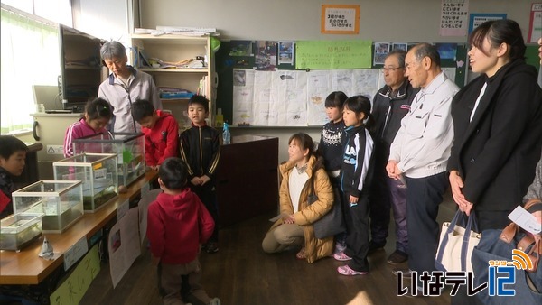 箕輪北小学校２年３組　水生生物を展示「生きものかん」