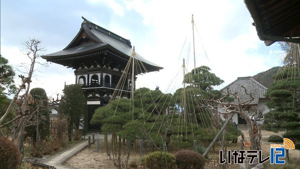 満光寺　雪吊り作業