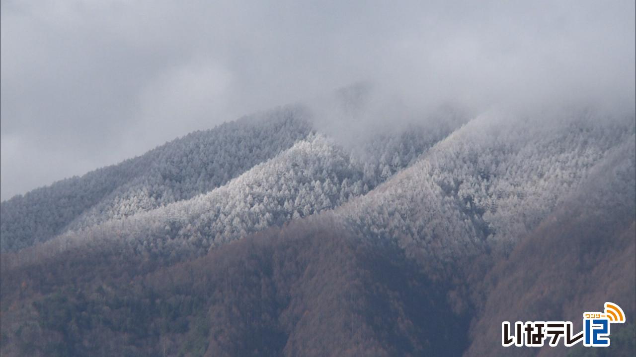 －１．４度　中央アルプス雪化粧