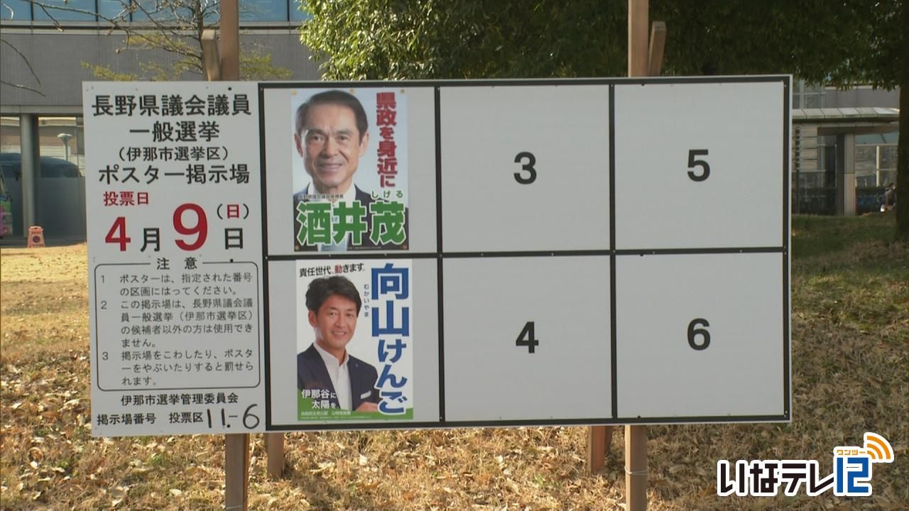 県議選伊那市区（定数２）　無投票で当選