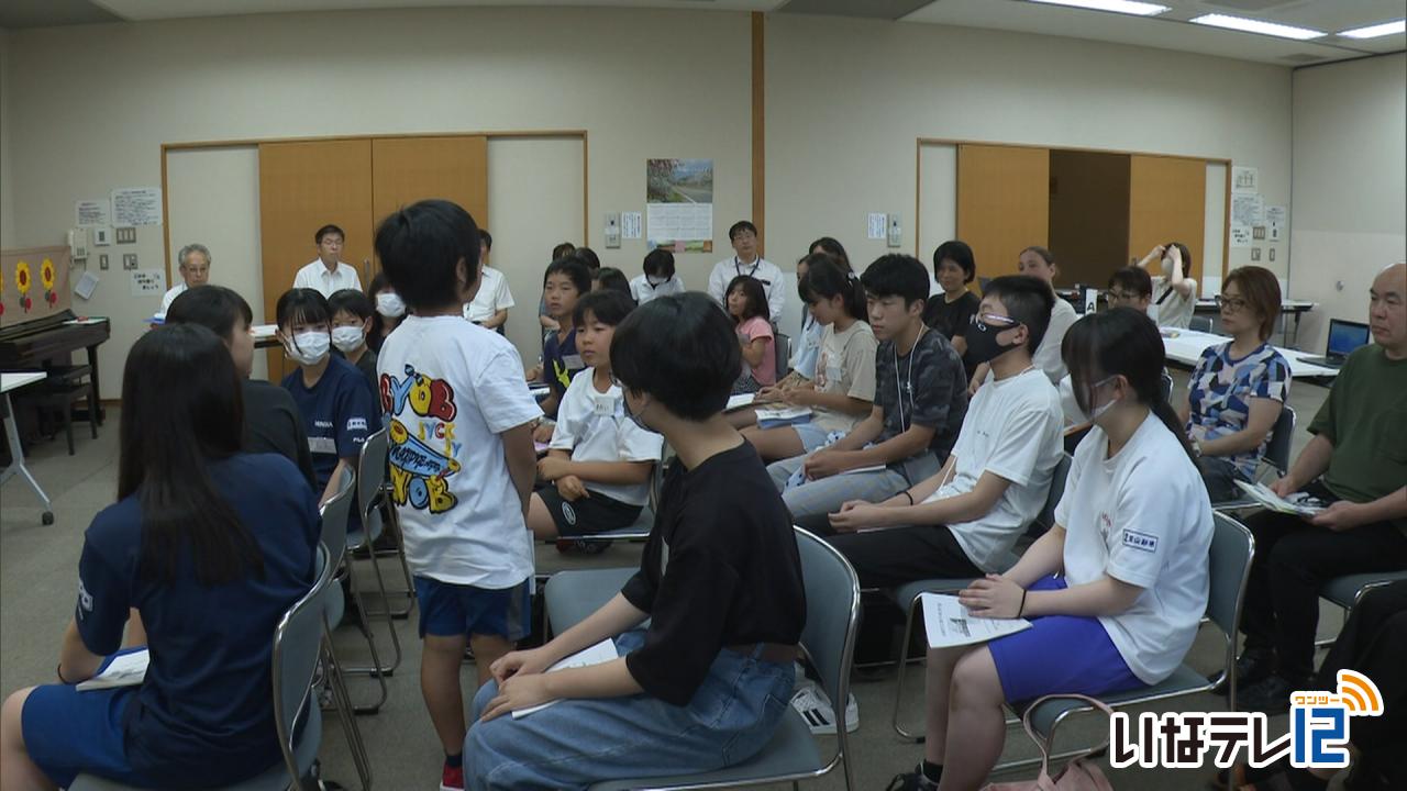 箕輪町の小中学生　広島平和学習に向け結団式