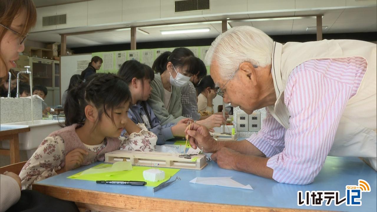 伊那西小で蝶の標本作り