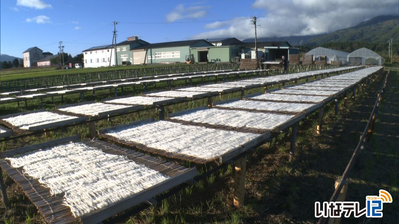 立冬　糸寒天の天日干し