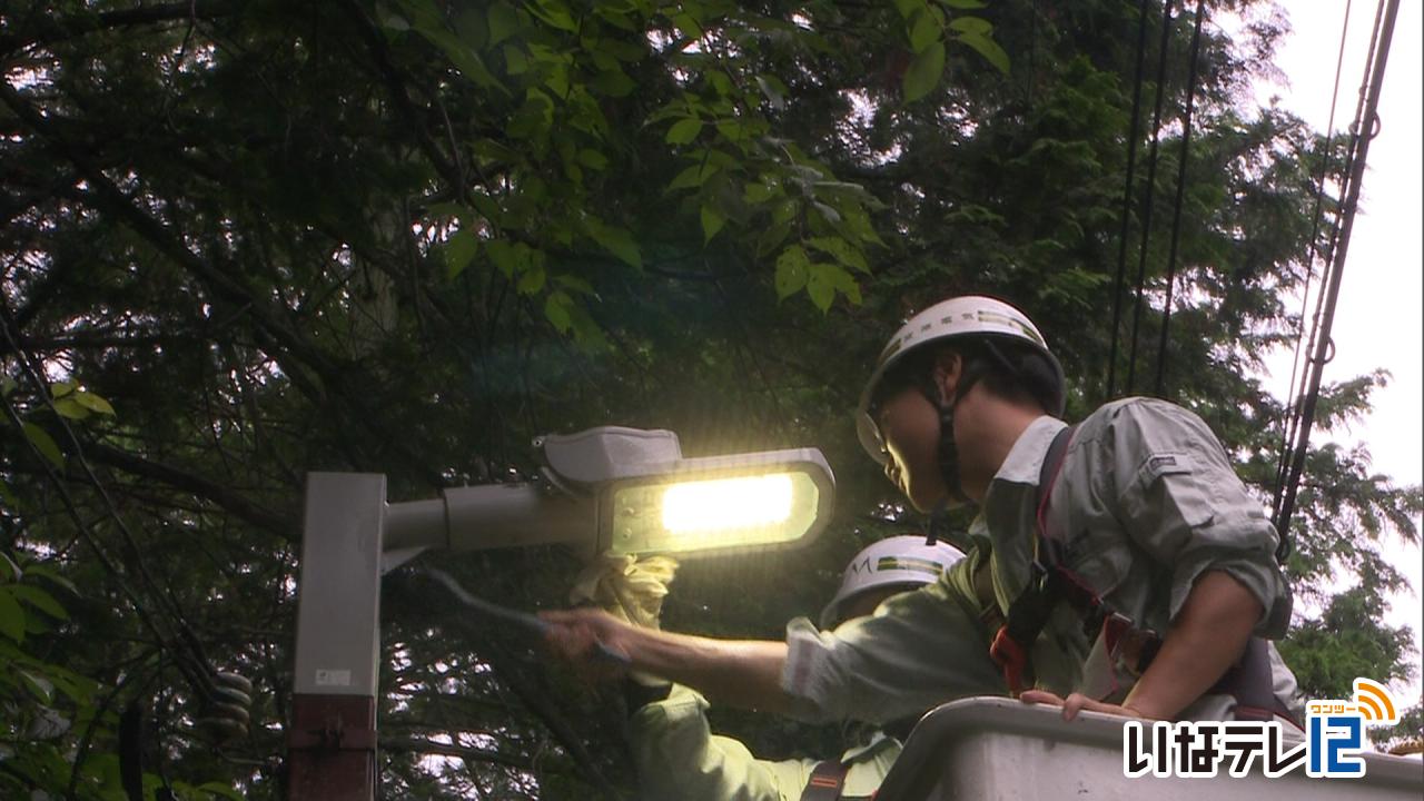 電設ボランティア　公園の外灯を清掃