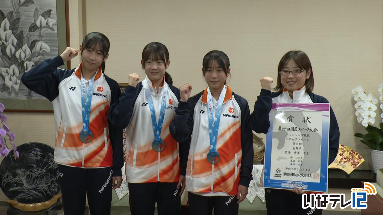 フェンシング長野県代表　滋賀国スポ少年女子の部で準優勝
