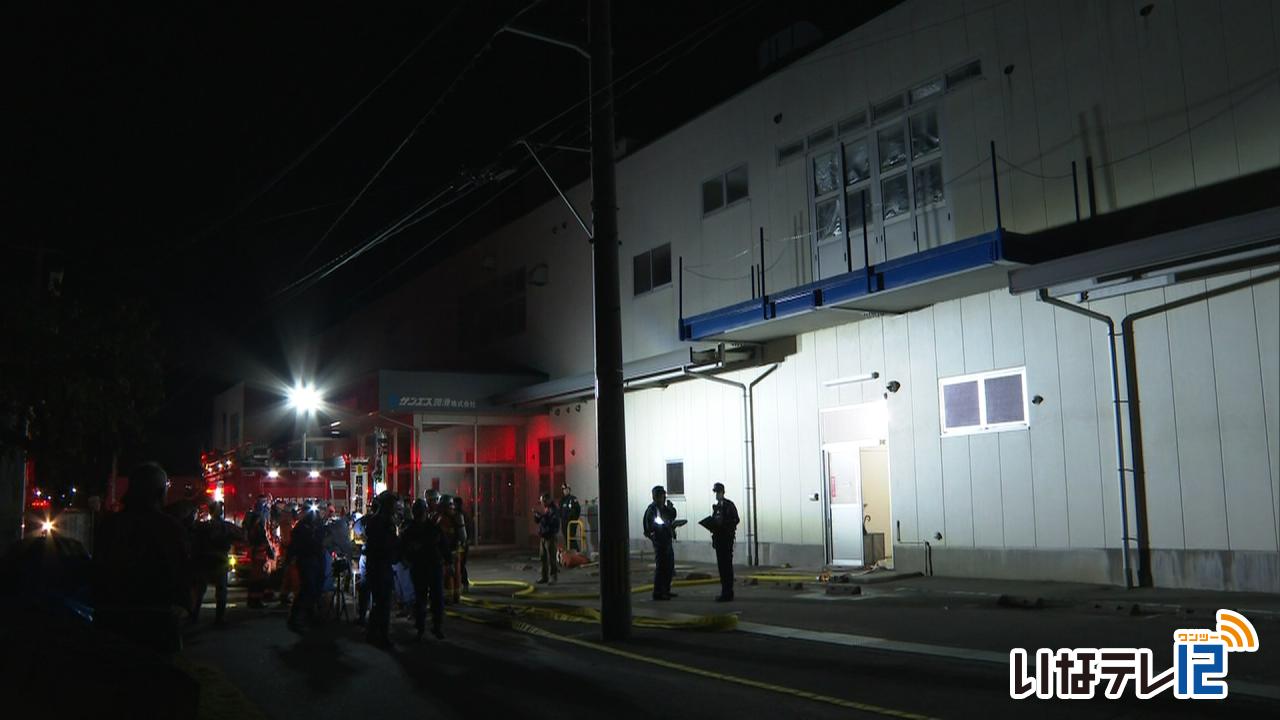 松島の工場で火事の通報