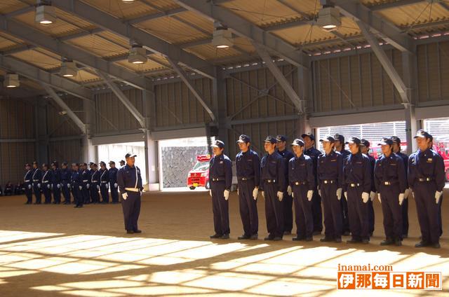 中川村消防団が春季訓練・観閲式